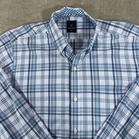 Tailorbyrd Mens Medium Blue Plaid Button Down Shirt - Picture 2 of 6